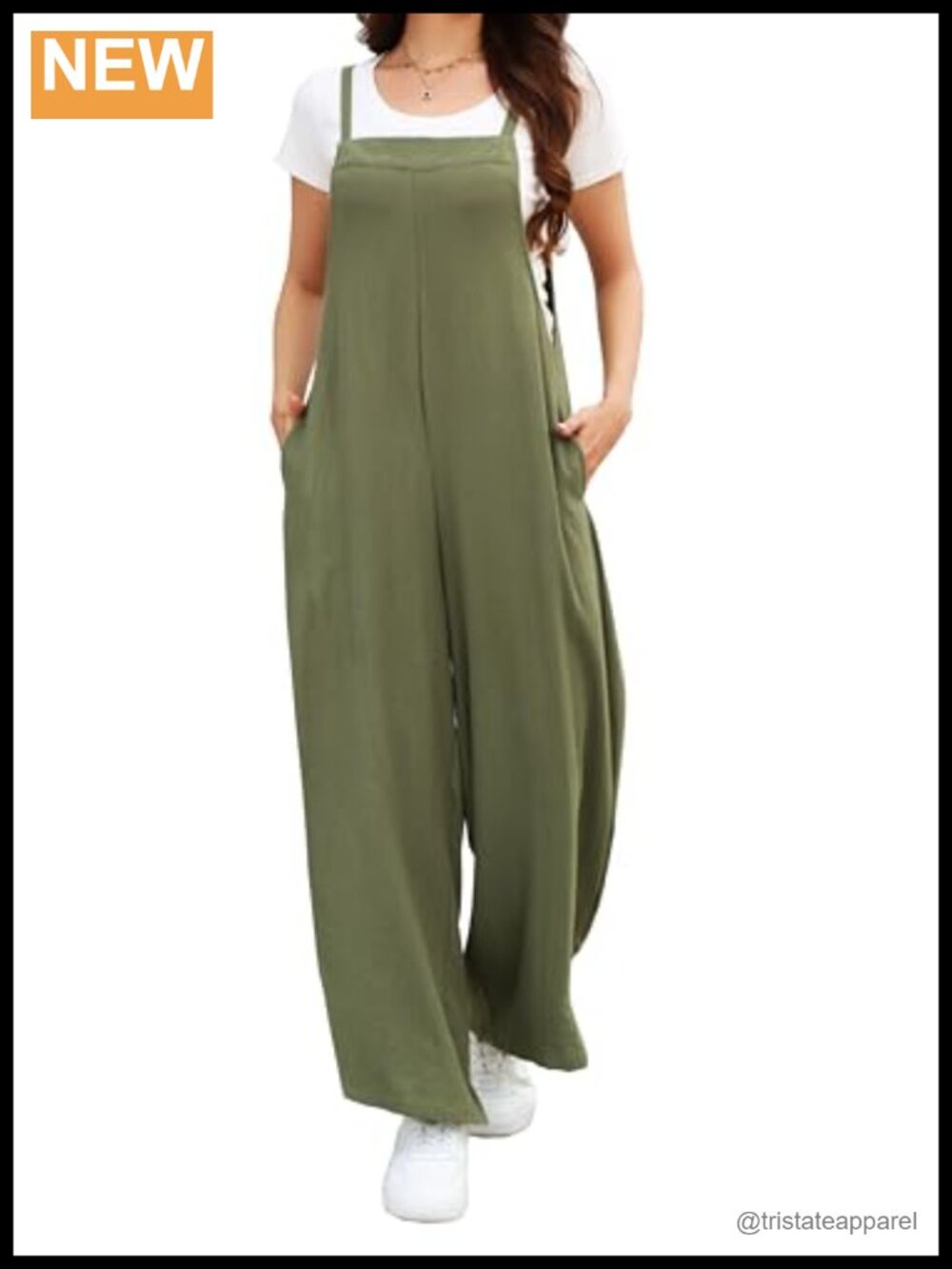 Linen Wide Leg Jumpsuit Adjustable Strap Long Pants Romper Side Pockets